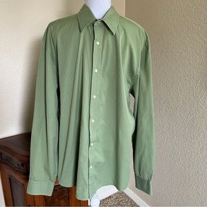Express Modern Fit Green Pinstripe Dress Shirt